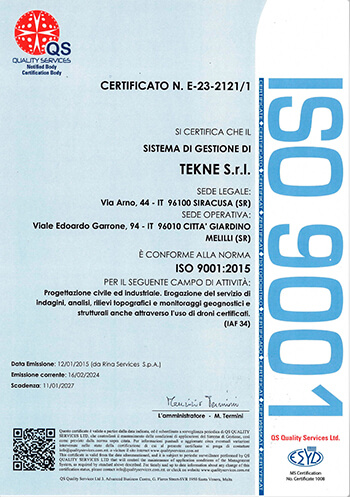 TEKNE Certificazione ISO 9001